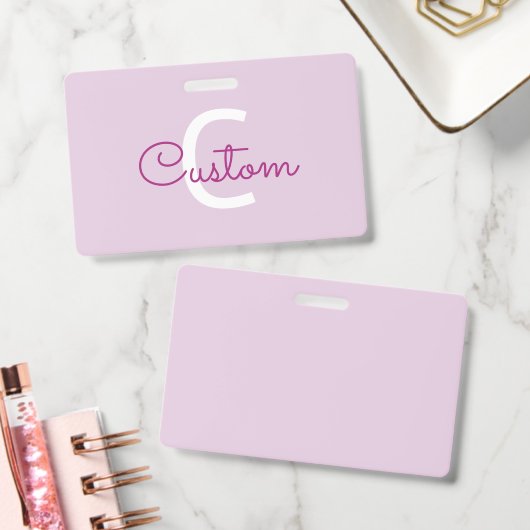 Scriptnaam & monogram | Magenta & Lichtpaars Badge (Kantoor)