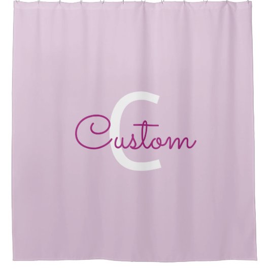 Scriptnaam & monogram | Magenta & Lichtpaars Douchegordijn (Voorkant)