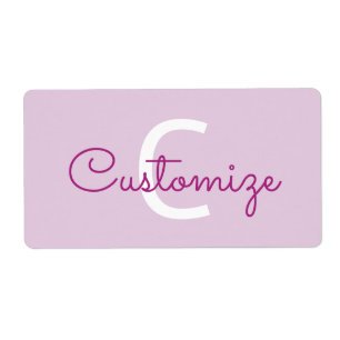 Scriptnaam & monogram Magenta & Lichtpaars Etiket