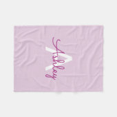 Scriptnaam & monogram | Magenta & Lichtpaars Fleece Deken (Voorkant (Horizontaal))