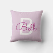 Scriptnaam & monogram | Magenta & Lichtpaars Kussen (Achterkant)