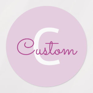 Scriptnaam & monogram Magenta & Lichtpaars Labels