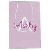 Scriptnaam & monogram | Magenta & Lichtpaars Medium Cadeauzakje (Voorkant)