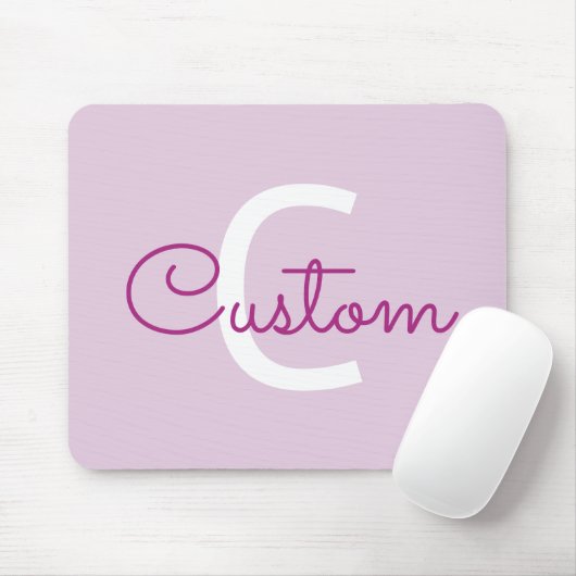 Scriptnaam & monogram | Magenta & Lichtpaars Muismat (Met muis)