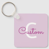Scriptnaam & monogram | Magenta & Lichtpaars Sleutelhanger (Voorkant)