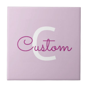 Scriptnaam & monogram Magenta & Lichtpaars Tegeltje