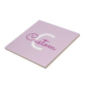 Scriptnaam & monogram | Magenta & Lichtpaars Tegeltje (Zijkant)