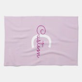 Scriptnaam & monogram | Magenta & Lichtpaars Theedoek (Horizontaal)
