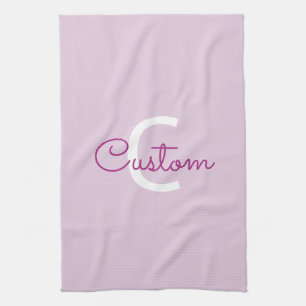 Scriptnaam & monogram Magenta & Lichtpaars Theedoek