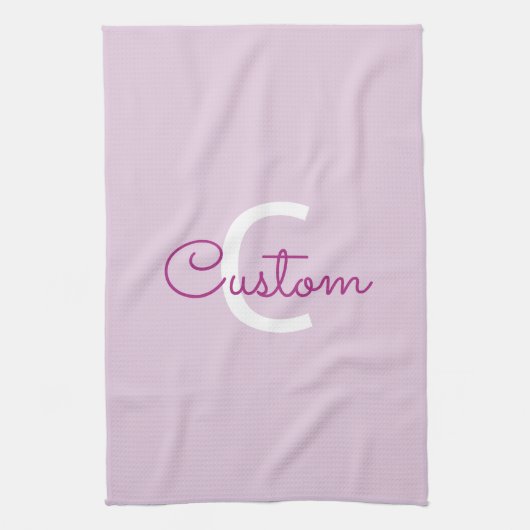 Scriptnaam & monogram | Magenta & Lichtpaars Theedoek (Verticaal)