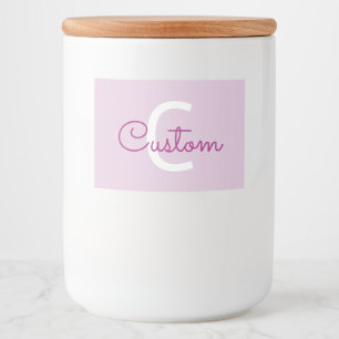 Scriptnaam & monogram Magenta & Lichtpaars Voedselcontainer Etiket