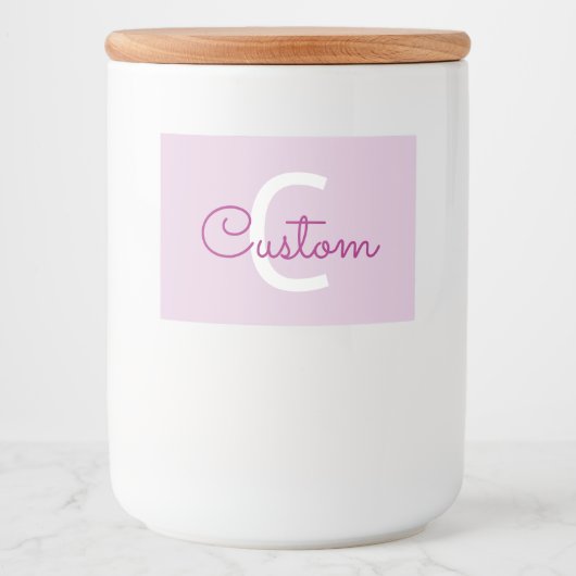 Scriptnaam & monogram | Magenta & Lichtpaars Voedselcontainer Etiket (Voorkant)