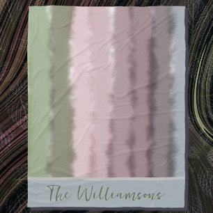 Scriptnaam ombre paarse groene grijze strepen mode fleece deken