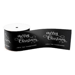  scriptnaam White Black Merry Christmas Grosgrain Lint