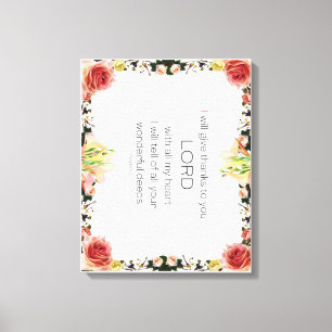 Scriptpsalm 9, Floral Canvas Afdruk