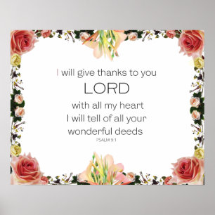 Scriptpsalm 9, Floral Poster