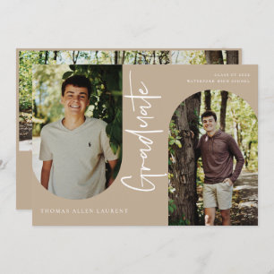 Scripts Afstuderen Arched Lijst 4 Foto-uitnodiging Aankondiging