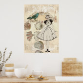 Scripts d'oiseaux Art déco coquillages grande fill (Cuisine)