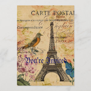Scripts Hydrangea French Bird Paris Eiffel Tower Kaart