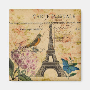 Scripts Hydrangea French Bird Paris Eiffel Tower Magneet