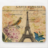 Scripts Hydrangea French Bird Paris Eiffel Tower Muismat (Voorkant)