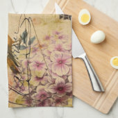 Scripts Hydrangea French Bird Paris Eiffel Tower Theedoek (Quarter Fold)