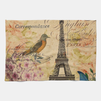 Scripts Hydrangea French Bird Paris Eiffel Tower Theedoek