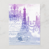 scripts paarse chandelier paris eiffel tower briefkaart (Voorkant)