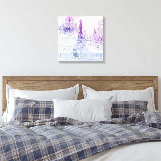 scripts paarse chandelier paris eiffel tower canvas afdruk (Insitu (Slaapkamer))