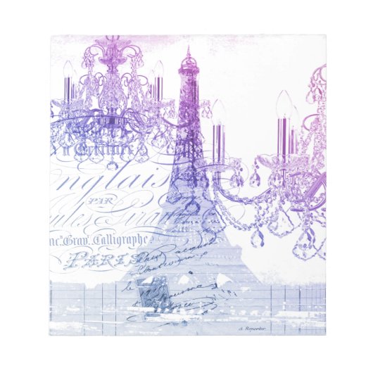 scripts paarse chandelier paris eiffel tower notitieblok (Voorkant)