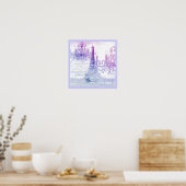 scripts paarse chandelier paris eiffel tower poster (Keuken)