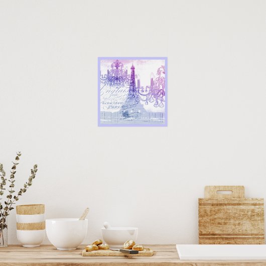 scripts paarse chandelier paris eiffel tower poster (Keuken)