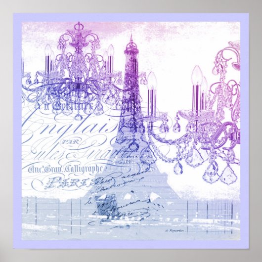 scripts paarse chandelier paris eiffel tower poster (Voorkant)