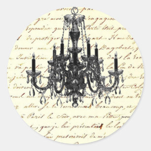 scripts paris chandelier bruiloft ronde sticker
