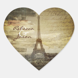  scripts Paris Eiffel Tower Wedding Hart Sticker