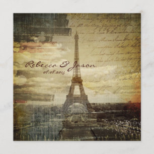 scripts Paris Eiffel Tower Wedding Kaart
