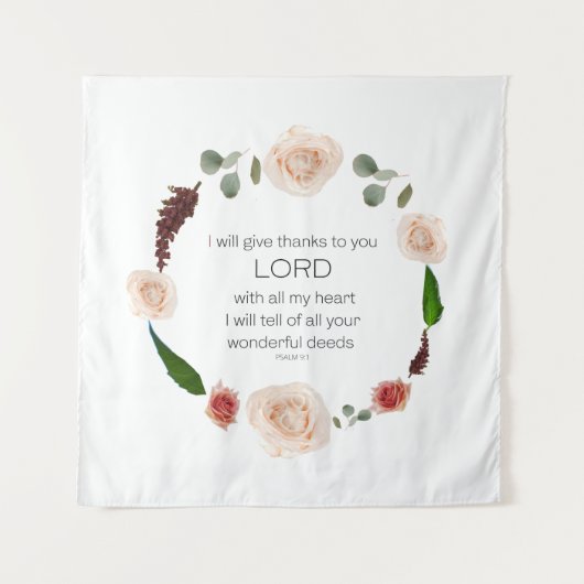 Scripts, Psalm 9, al uw wonderbaarlijke documenten Wandkleed (Voorkant)