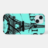 scripts tour Eiffel Paris bleu aqua turquoise (Verso Horizontal)