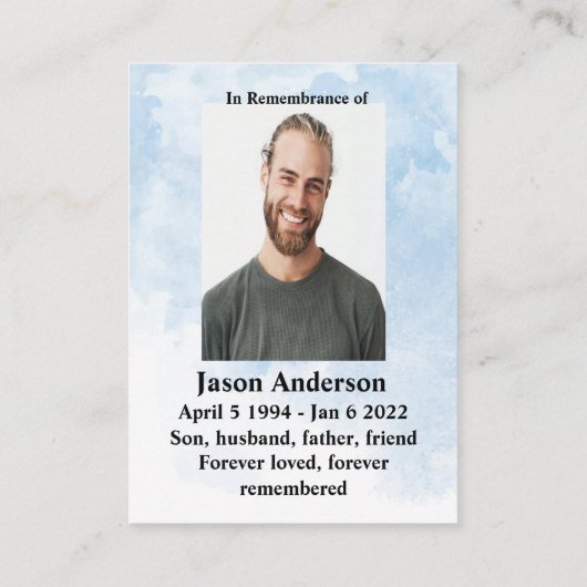 Scriptstaal in Clouds Memorial Visitekaartje (Achterkant)