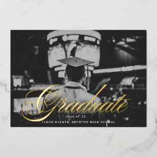 Scripttypografie Afstuderen fotokaart Folie Uitnodiging