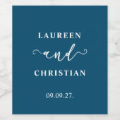 Scripture Blauwe bruiloft Wijn Etiket (Enkel label)