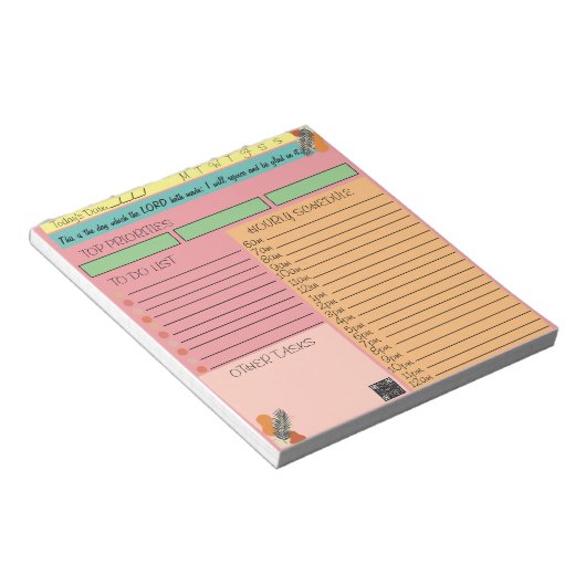Scripture Daily Task Notitieblok Dit is de dag roz (Schuin)