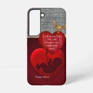 Scripture Hessian Embryo Red Heart Gold Dove Samsung Galaxy Hoesje