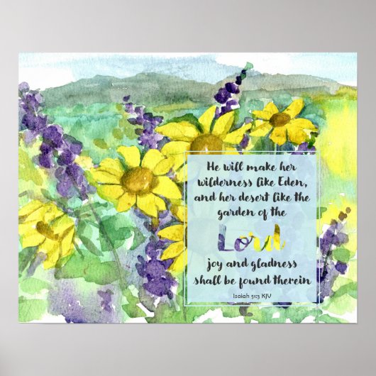 Scripture Isaiah 51:3 Desert Lupines Wildflowers Poster (Voorkant)