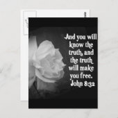 SCRIPTURE John 8:32 Black/White Flowers Briefkaart (Voorkant / Achterkant)