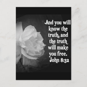 SCRIPTURE John 8:32 Black/White Flowers Briefkaart