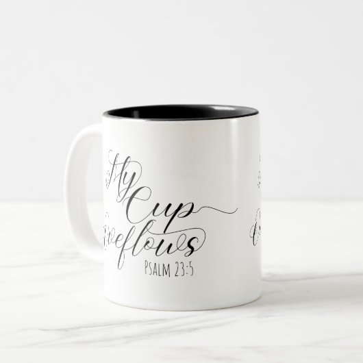 Scripture Mug Psaume 23:5 "My Cup Overflows" (Devant gauche)