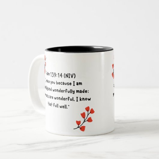 Scripture Mug  Tweekleurige Koffiemok (Voorkant links)