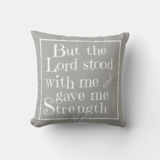 Scripture Pillow Lord stond bij me (Timothy) grijs Kussen