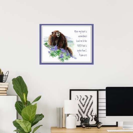 Scripture Psalm 61:2 het Aanmoedigen van Waterverf Poster (Thuiskantoor)